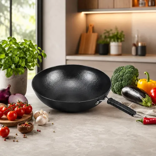 Сковорода Benson Wok 24 cм 26X-282 с антипригарным покрытием и ручкой, для всех видов плит и индукции