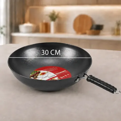 Сковорода Wok 30 см Benson (26X-285) алюминиевая с антипригарным покрытием, ручка на клепках, для всех видов плит и индукции - фото 8