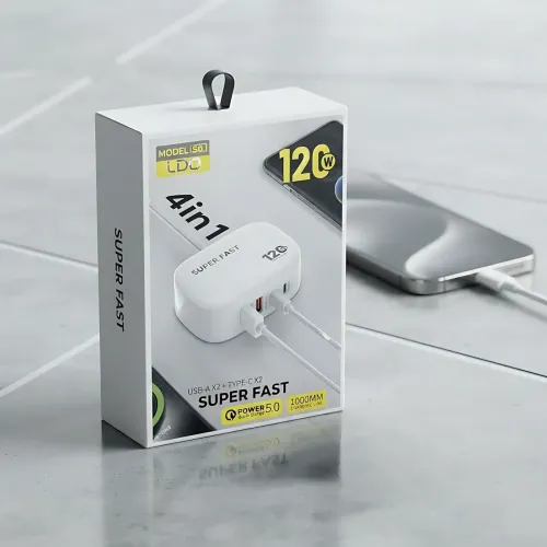 Сетевое зарядное устройство 120W 4 в 1 (2×USB-A + 2×USB-C) 26X-206, быстрая зарядка Quick Charge / PD для смартфона, планшета - фото 9
