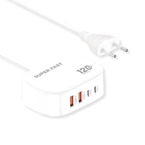 Мережевий зарядний пристрій 120 W 4 в 1 (2× USB-A + 2×USB-C) 26X-206, швидке заряджання Quick Charge/PD для смартфона, планшета - фото 3