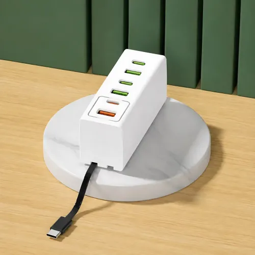 Сетевое зарядное устройство 120W с 6 портами (3 USB + 3 Type-C) 26X-203, адаптер быстрой зарядки Quick Charge 3.0 / Power Delivery - фото 3