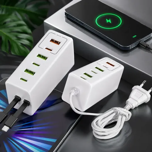 Сетевое зарядное устройство 120W с 6 портами (3 USB + 3 Type-C) 26X-203, адаптер быстрой зарядки Quick Charge 3.0 / Power Delivery - фото 9