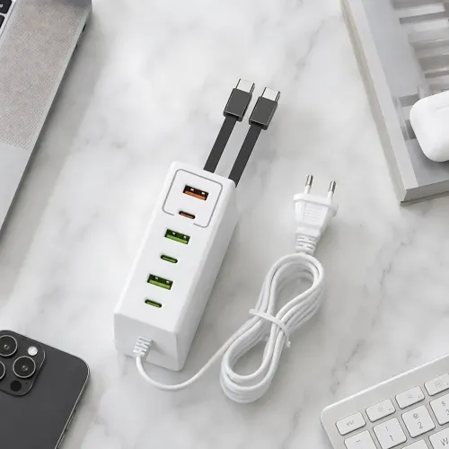 Сетевое зарядное устройство 120W с 6 портами (3 USB + 3 Type-C) 26X-203, адаптер быстрой зарядки Quick Charge 3.0 / Power Delivery - фото 5