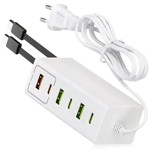 Мережевий зарядний пристрій 120W, 6 портів (3 USB + 3 Type-C) 26X-203, адаптер швидкої зарядки Quick Charge 3.0 / Power Delivery - фото 2