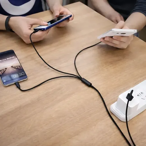 Універсальний кабель 3 в 1 для заряджання USB на Type-C, Lightning і Micro USB 6 A 120 W (1.2 м) YELANDAR KC300 / 26X-202, нейлон - фото 9