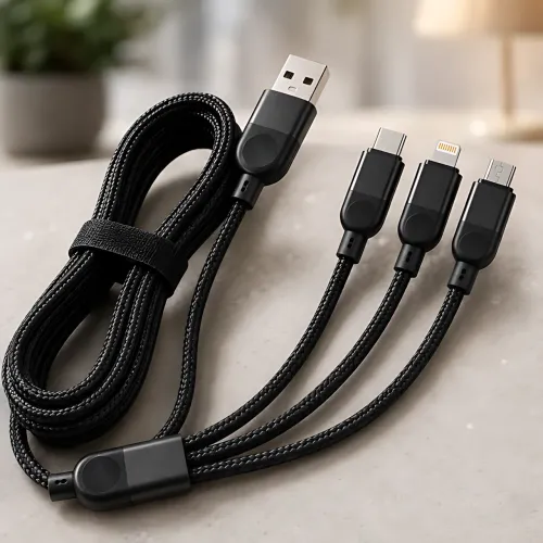 Універсальний кабель 3 в 1 для заряджання USB на Type-C, Lightning і Micro USB 6 A 120 W (1.2 м) YELANDAR KC300 / 26X-202, нейлон - фото 3
