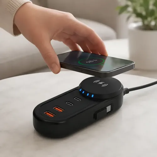 Зарядное сетевое устройство 26X-201 с беспроводной зарядкой 25W (2 USB + 2 Type-C) 5.1A - фото 5