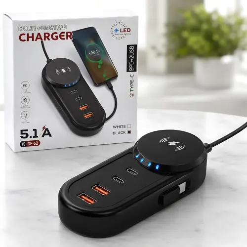 Зарядное сетевое устройство 26X-201 с беспроводной зарядкой 25W (2 USB + 2 Type-C) 5.1A - фото 9