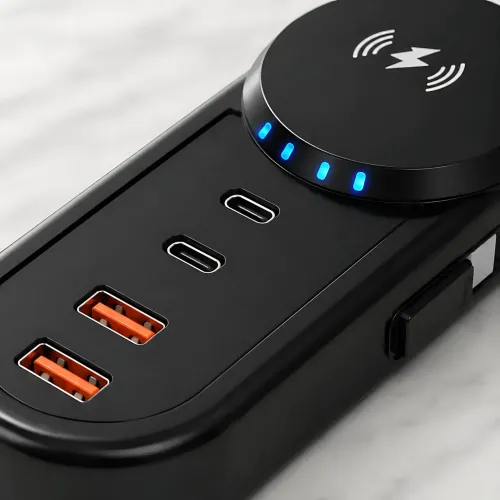 Зарядний мережевий пристрій 26X-201 із бездротовою зарядкою 25 W (2 USB + 2 Type-C) 5.1 A - фото 4