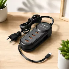 Зарядное сетевое устройство 26X-201 с беспроводной зарядкой 25W (2 USB + 2 Type-C) 5.1A