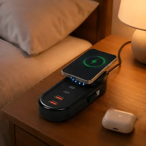 Зарядное сетевое устройство 26X-201 с беспроводной зарядкой 25W (2 USB + 2 Type-C) 5.1A Белый - фото 7
