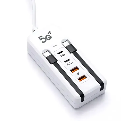 Мережевий зарядний пристрій 26X-200, 66 W (2 USB + 2 Type-C PD) з вбудованими кабелями Type-C і Lightning - фото 2