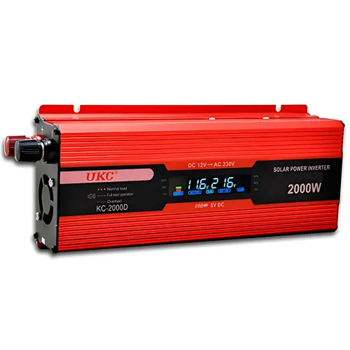Преобразователь напряжения инвертор UKC KC-2000D 12V-220V 2000W с LCD дисплеем и USB, 80А, 12-220В с крокодилами - фото 2