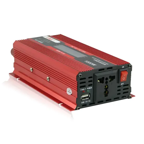 Преобразователь напряжения инвертор UKC KC-1000D 12V-220V 1000W с LCD дисплеем и USB, с крокодилами - фото 4