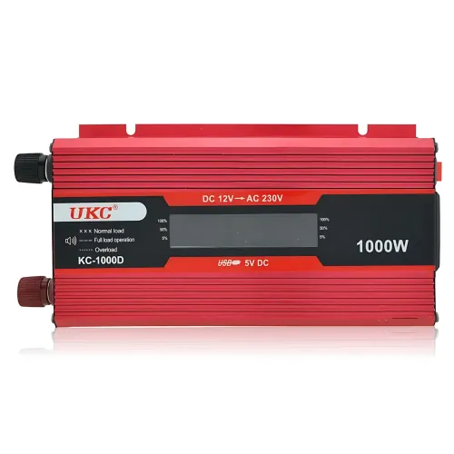 Перетворювач напруги інвертор UKC KC-1000D 12V-220V 1000W з LCD-дисплеєм і USB, з крокодилами - фото 2
