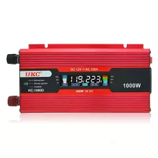Перетворювач напруги інвертор UKC KC-1000D 12V-220V 1000W з LCD-дисплеєм і USB, з крокодилами