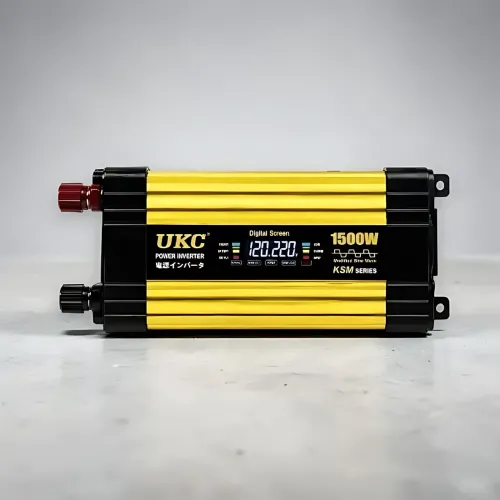 Преобразователь напряжения автомобильный, инвертор UKC KSM 1500W 12V-220V с LCD дисплеем, 2xUSB и защитой, черный с желтым - фото 9