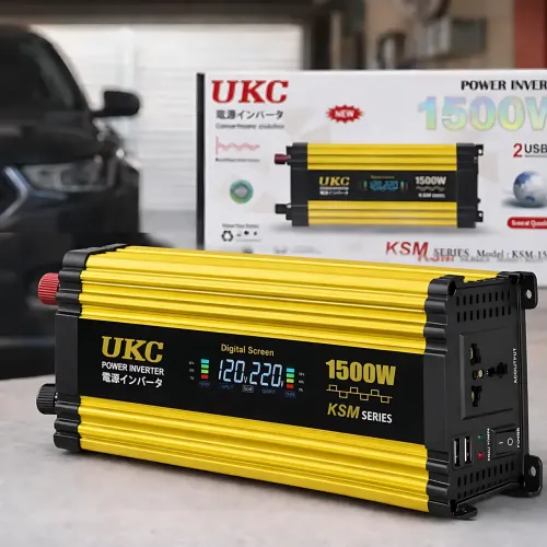 Преобразователь напряжения автомобильный, инвертор UKC KSM 1500W 12V-220V с LCD дисплеем, 2xUSB и защитой, черный с желтым - фото 8
