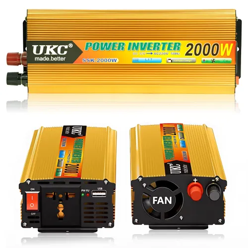 Інвертор автомобільний SSK 12V-220V 2000W, 100А, перетворювач напруги 12 у 220 вольт з USB і функцією заряджання