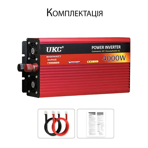 Преобразователь напряжения AR 4000W 12V-220V, автомобильный инвертор 4000Вт, 166 А, пиковая 8000 Вт, с USB - фото 10