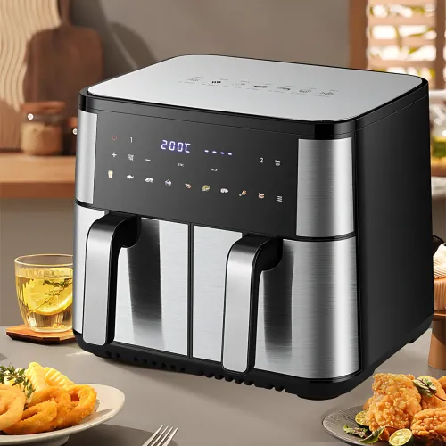 Двойная аэрофритюрница мультипечь Zepline ZP-209 12л, 4000Вт, 2 чаши по 6 л, сенсорное управление, LED дисплей, 9 программ - фото 8
