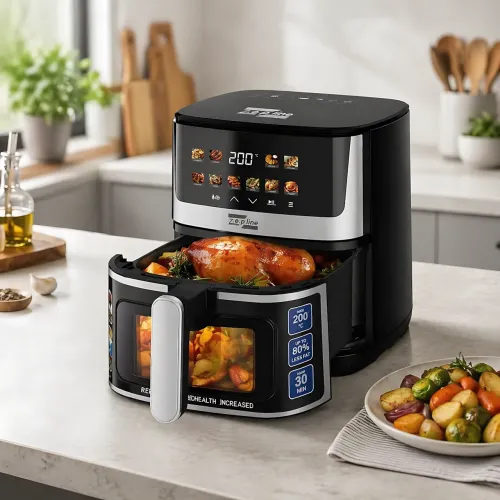 Мультипечь аэрофритюрница Zepline ZP-00351 8л (чаша 5.5л), 2200 Вт, 2 ТЭНа, сенсорное управление, 10 программ, антипригарная чаша - фото 8