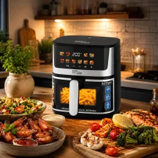Мультипечь аэрофритюрница Zepline ZP-00351 8л (чаша 5.5л), 2200 Вт, 2 ТЭНа, сенсорное управление, 10 программ, антипригарная чаша