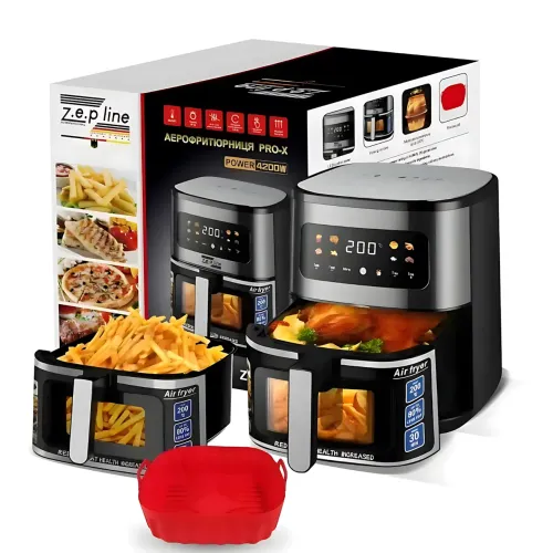 Аэрофритюрница мощная Zepline ZP-00234 6.5 л, 4200 Вт, с двумя тенами (верхний и нижний), 8 программ, мультипечь без масла - фото 7