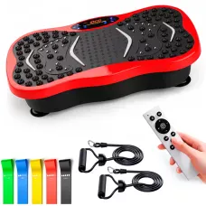 Віброплатформа для схуднення та фітнесу S131 Bluetooth (200 Вт, до 150 кг, 99 швидкостей, 5 програм, червона)