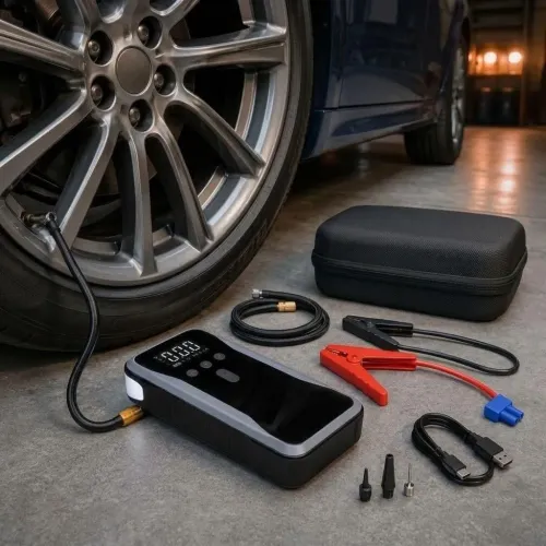 Пускозарядное устройство с компрессором S3 12V 12000mAh 1200A 150 PSI, пусковой бустер для авто, автокомпрессор, Power Bank - фото 4