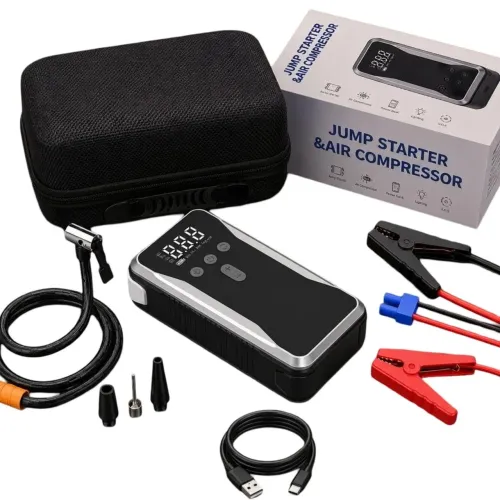 Пускозарядное устройство с компрессором S3 12V 12000mAh 1200A 150 PSI, пусковой бустер для авто, автокомпрессор, Power Bank - фото 5