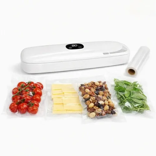 Вакууматор для продуктов бытовой YC-04 90W (-60 кПа), вакуумный упаковщик с LED-дисплеем и таймером (Белый) - фото 4
