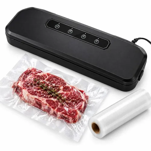 Вакууматор для продуктів побутовий BF-F08 400W (-65 кПа), вакуумний пакувальник з режимами Dry/Wet (Чорний)