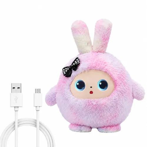 Интерактивная мягкая игрушка с искусственным интеллектом AITOYS Зайчик BB1882F-87 (Розовая), умный AI-робот с LED-глазами и Wi-Fi