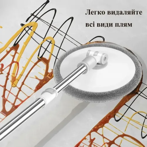 Комплект для уборки круглая швабра с ведром (2 насадки), швабра с отжимом и разделением чистой и грязной воды 360° - фото 8