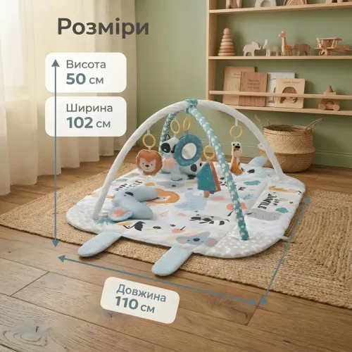 Детский коврик с мягкими бортиками Заяц, подушкой, развивающий кокон, игровой с погремушками (110х102 см) - фото 3