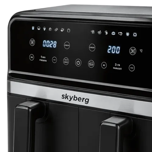 Двухкамерная аэрофритюрница Skyberg SB-317 10 л 4800 Вт (2 чаши по 5 л) сенсорный аэрогриль мультипечь - фото 5