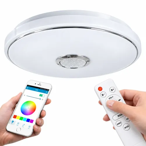 Светодиодная потолочная смарт люстра с Bluetooth колонкой 60 Вт (40 см) RGB светильник с пультом и управлением с телефона