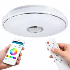 Светодиодная потолочная смарт люстра с Bluetooth колонкой 60 Вт (40 см) RGB светильник с пультом и управлением с телефона