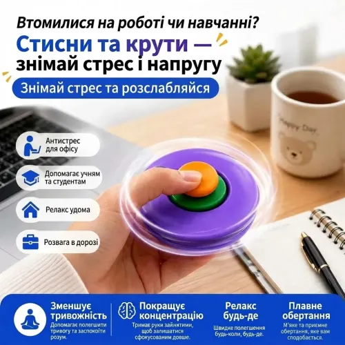 3D гиро-спиннер трансформер шар 2в1 Фиолетовый с LED подсветкой, игрушка волчок антистресс (6.5х6 см, 66 г) - фото 4