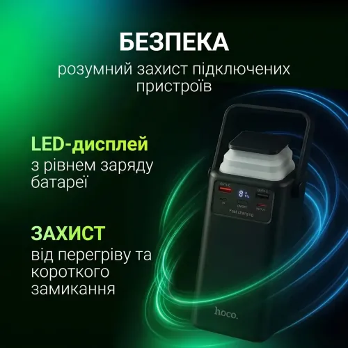 Повербанк 100000 mAh Hoco J90A 22.5W с фонарем и 4 встроенными кабелями быстрая зарядка QC3.0/PD павербанк - фото 5