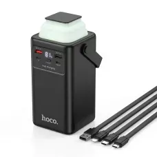 Повербанк 100000 mAh Hoco J90A 22.5W з ліхтарем та 4 вбудованими кабелями швидка зарядка QC3.0/PD павербанк