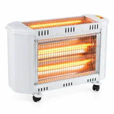 Кварцевый инфракрасный обогреватель 1200 Вт на колесах (3 лампы 400/800/1200W) электрический камин для дома и квартиры