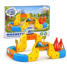 Магнитный конструктор-поезд на аккумуляторе Magnetic DIY Rail Car WX2701 (66 деталей), детская железная дорога с USB зарядкой