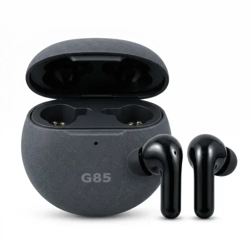Беспроводные вакуумные наушники G85 TWS Bluetooth 5.4 с микрофоном и зарядным кейсом, черные