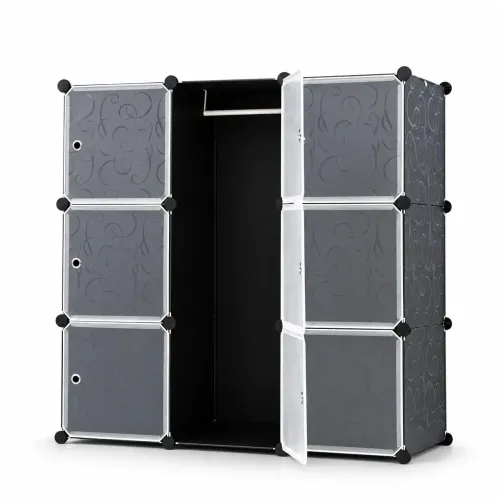 Складной модульный шкаф для одежды Storage Cube Cabinet (DT-1570) со штангой, черный
