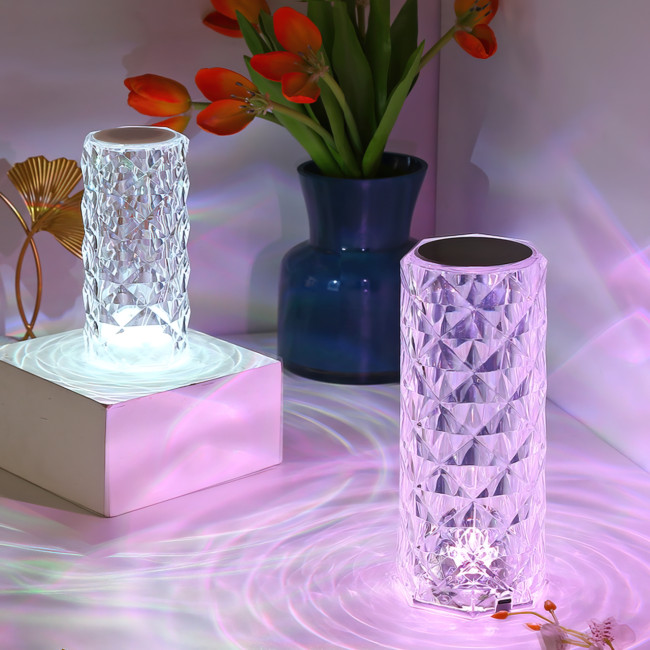 Настольная RGB лампа Crystal Rose Ambience, аккумуляторная, 5 Вт, 10 часов на одном заряде, 4 режима яркости