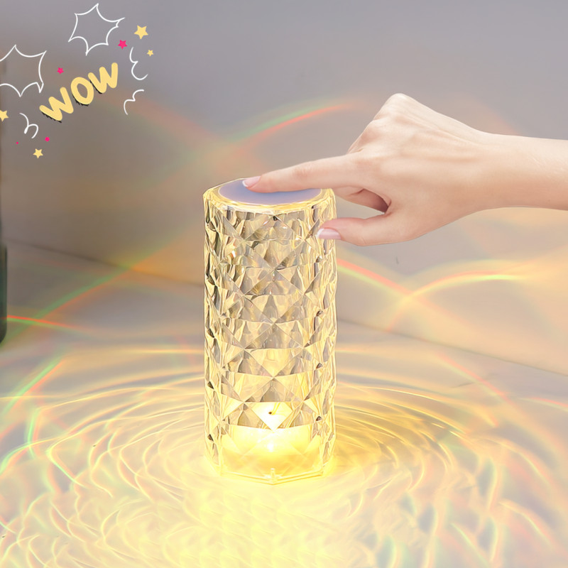 Настольная RGB лампа Crystal Rose Ambience, аккумуляторная, 5 Вт, 10 часов на одном заряде, 4 режима яркости фото - 5