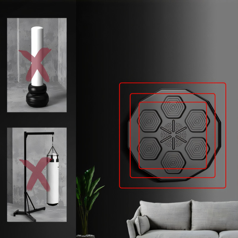 Музыкальная интеллектуальная боксерская панель тренажер с LED подсветкой, Bluetooth, 40х40х7.5 см фото - 6