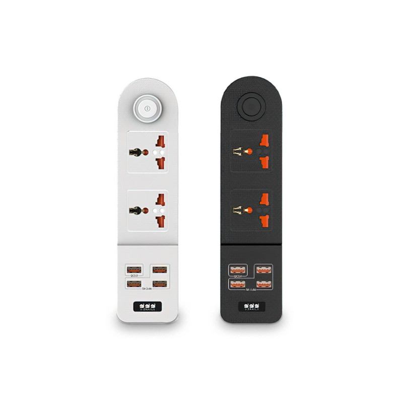 Мережевий фільтр-подовжувач BKL02-2 на 2 вилки, 4 USB, 2500 Вт, EU фото - 2